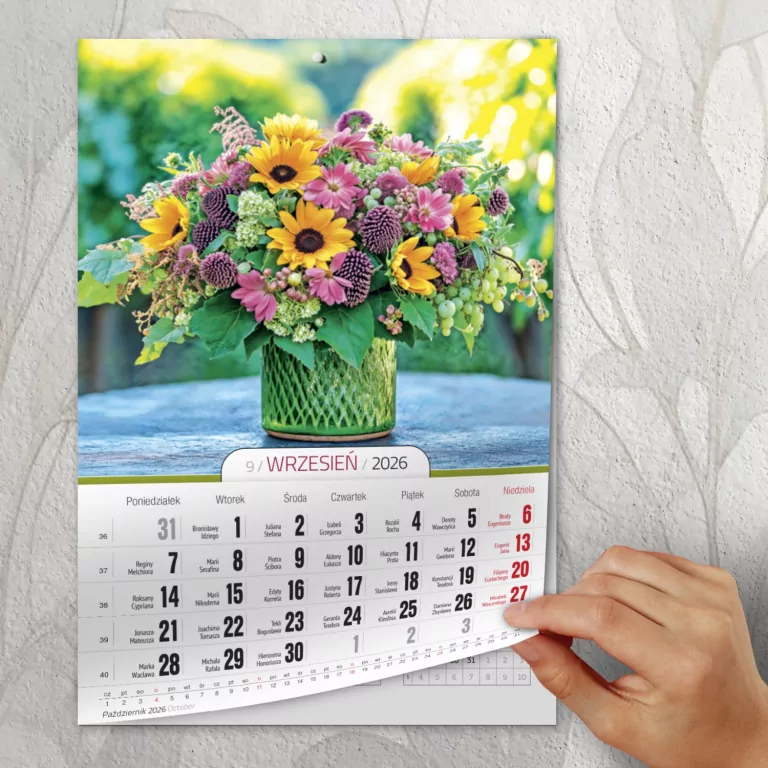Kalendarz 2026 A4 Wieloplanszowy Kwiaty - tantis.pl