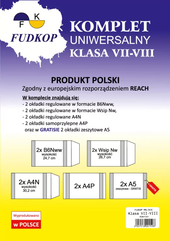 OKLADKA SZKOL KLASA 7-8 KPL8SZT 2GR FUD - tantis.pl