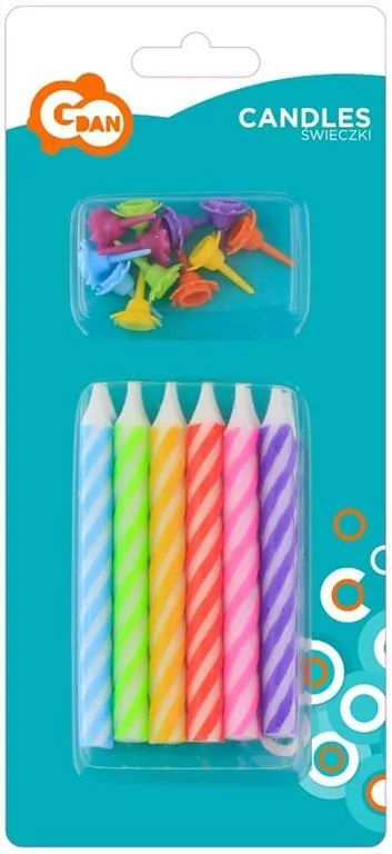 Świeczki urodzinowe 8cm, 12 sztuk - tantis.pl