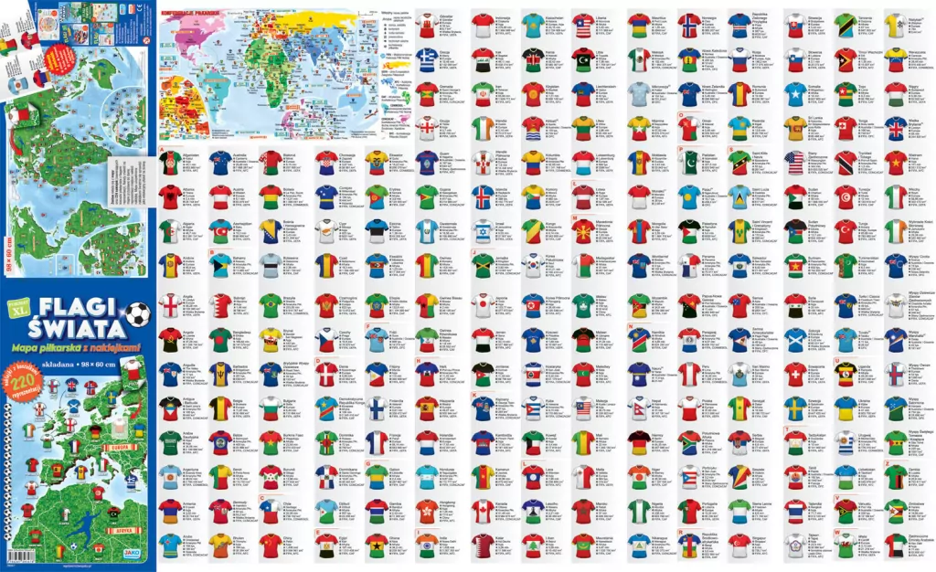 Flagi świata. Mapa piłkarska z naklejkami - tantis.pl