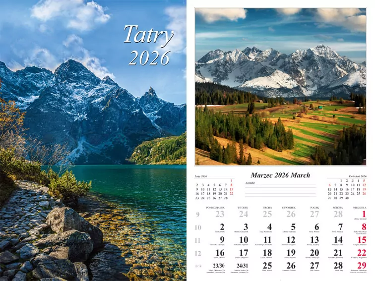Kalendarz 2026 ścienny Tatry - tantis.pl