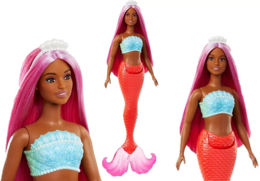 Barbie Lalka Syrenka Koralowy ogon - tantis.pl