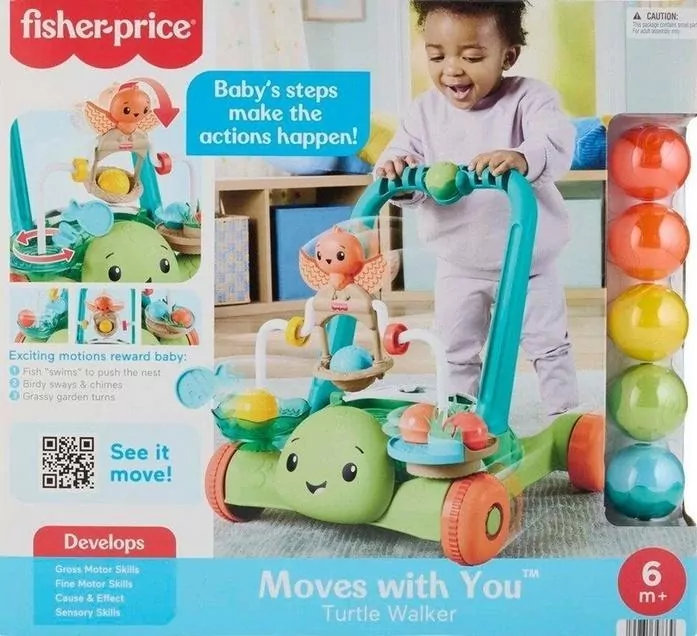 Fisher-Price Aktywizujący Żółw Chodzik-Pchacz 2w1 - tantis.pl