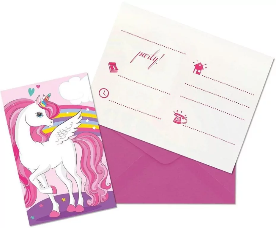 Zaproszenia z kopertami Unicorn Rainbow - tantis.pl
