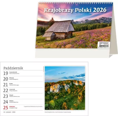 Kalendarz krajobrazy 2026 biurkowy tygodniowy
