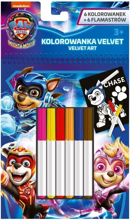 Zestaw aksamitnych kolorowanek z flamastrami Psi Patrol 12 elementów - tantis.pl