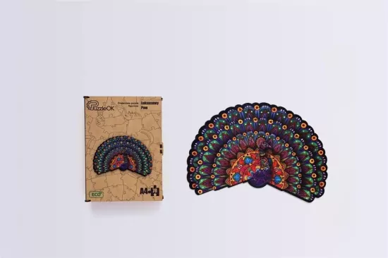 Puzzle drewniane eko 78. Luksusowy paw