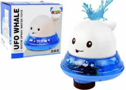 Wieloryb tryskający wodą biały