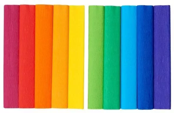 Bibuła marszczona 25x200. Mały mix tęczowy 10 kolorów - tantis.pl