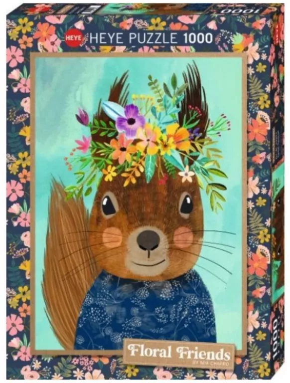 Puzzle 1000 Floral Friends, Wiewiórka, Mia Charro - tantis.pl