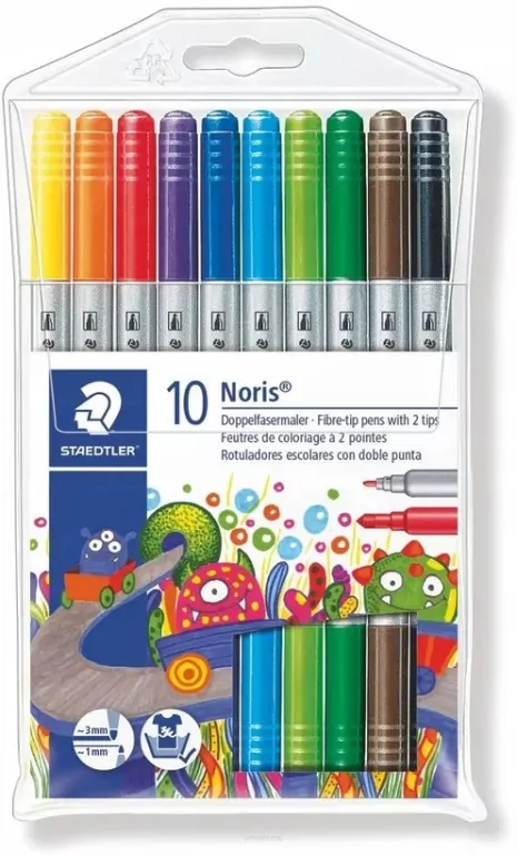 Flamastry dwustronne NC 10 kolorów STAEDTLER - tantis.pl