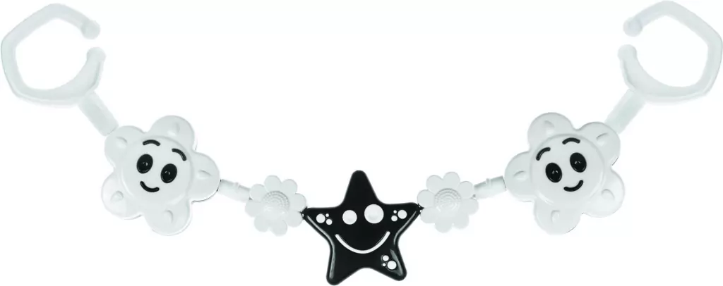 Zawieszka do wózka czarno-biała 2 kwiatki, gwiazda - tantis.pl