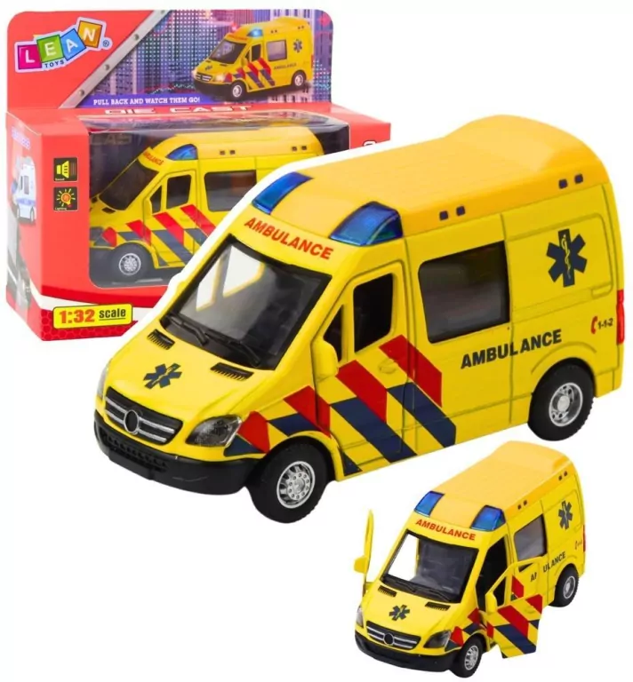 Karetka ambulans metalowy z napędem Pull Back - tantis.pl