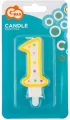 Świeczka cyferka z kropeczkami 1 7. 5cm pf-sck1 - tantis.pl