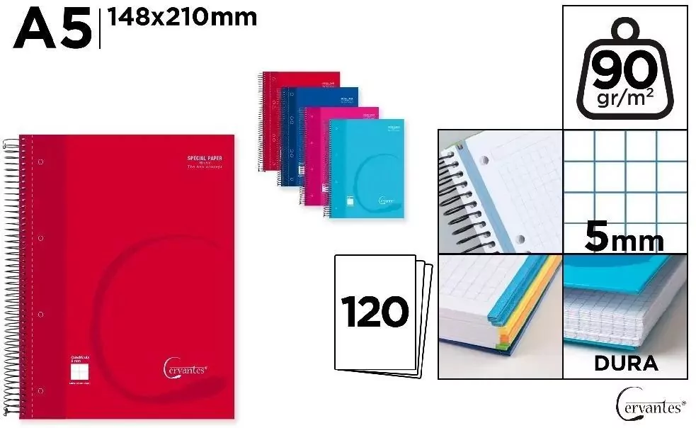 Notatnik A5/120K kołowy kratka MIX - tantis.pl