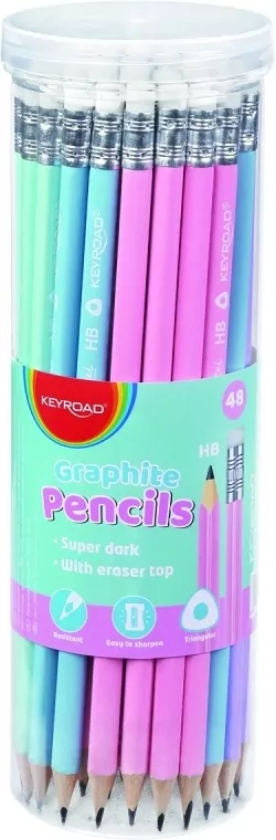 Ołówek trójkątny HB z gumką. Pastelowy - tantis.pl