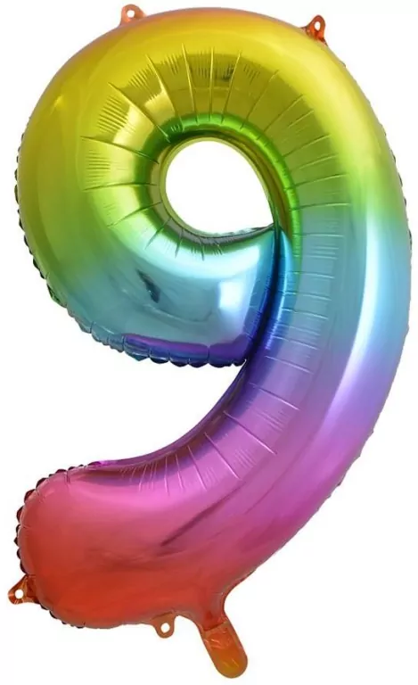 Balon foliowy 9. Tęczowa 85 cm - tantis.pl