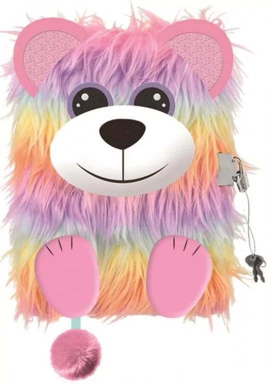 Pamiętnik A5/96K z kłódką 3D Rainbow bear - tantis.pl