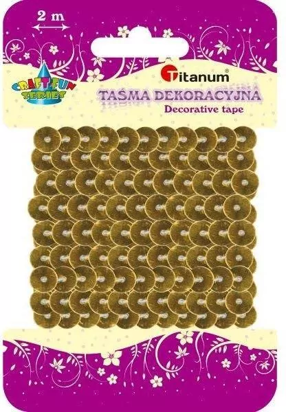 Cekiny na taśmie 6mm, złote 2m - tantis.pl