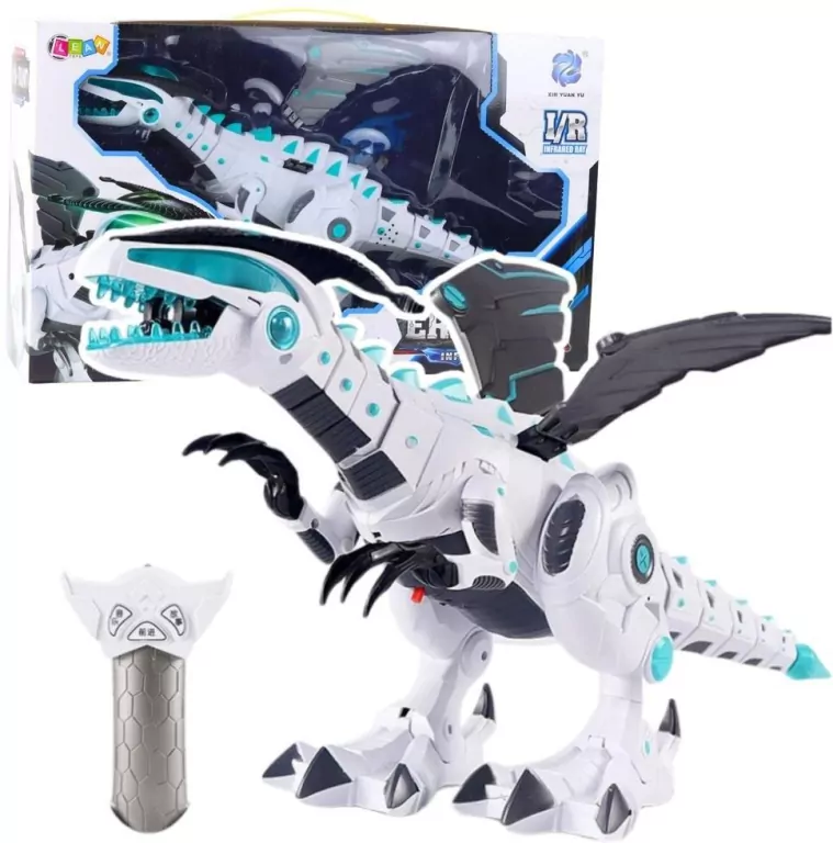 Dinozaur robot R/C światło i dźwięk biały - tantis.pl