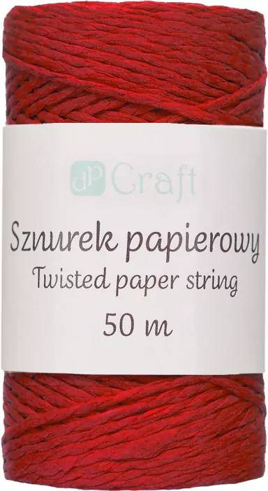 Sznurek papierowy skręcany 50m czerwony - tantis.pl