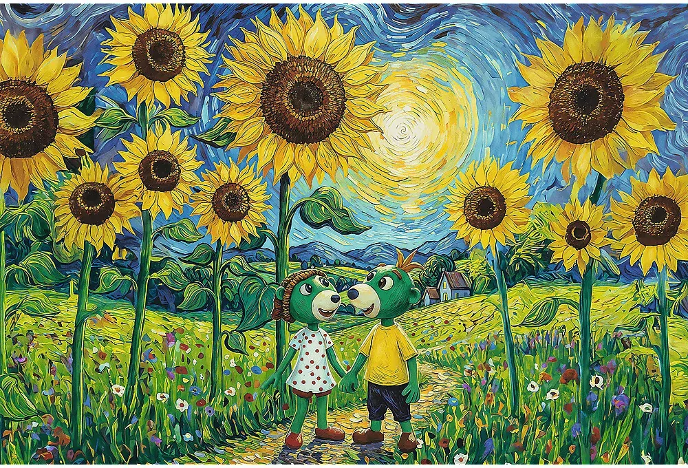Puzzle 100 Spacer wśród słoneczników TREFL - tantis.pl
