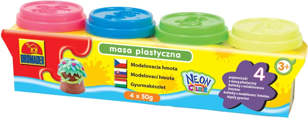 Masa plastyczna 4x50g, neon colour - tantis.pl