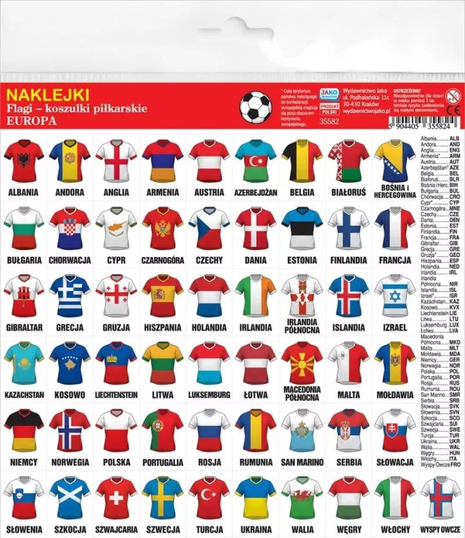Naklejki Flagi - koszulki piłkarskie Europa - tantis.pl