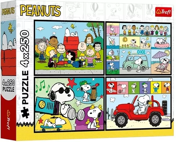 Puzzle 4w1 Snoopy Fistaszkowe przygody TREFL - tantis.pl