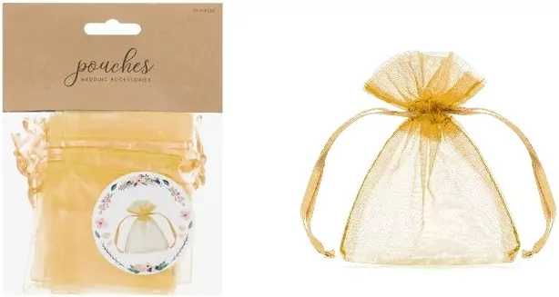 Woreczki z organzy złoty 10cm - tantis.pl