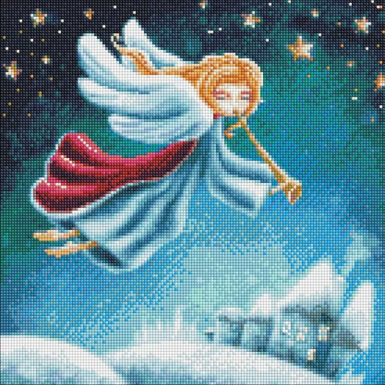 Diamentowa mozaika - Świąteczny Anioł 40x40cm - tantis.pl