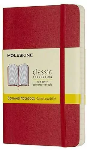 Notes Classic 9x14 kratka - czerwony MOLESKINE - tantis.pl