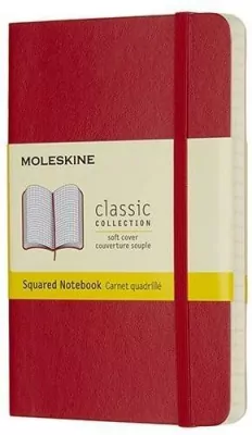 Notes Classic 9x14 kratka - czerwony MOLESKINE