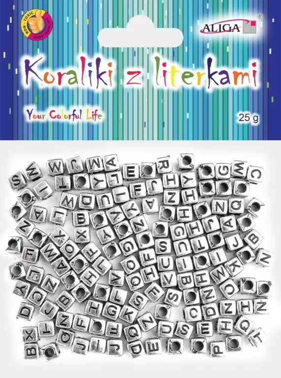 Koraliki plastikowe z literkami 6x6mm 25g - tantis.pl