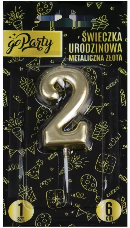 Świeczka urodzinowa 2 Metaliczna złota - tantis.pl