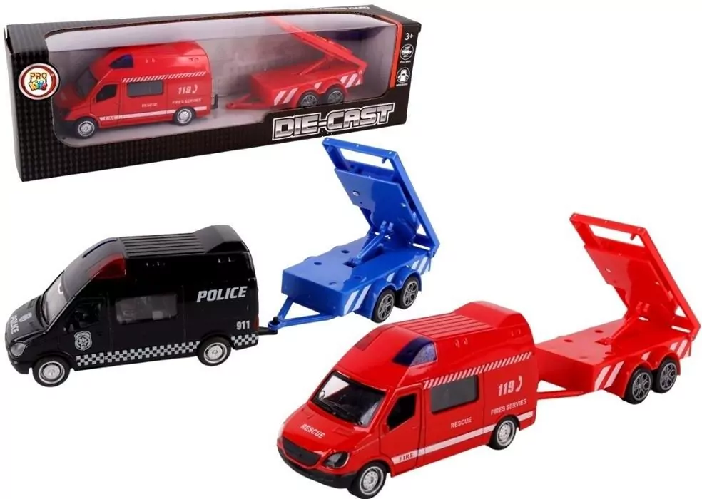 Samochód bus z przyczepą roboty drogowe metal mix - tantis.pl