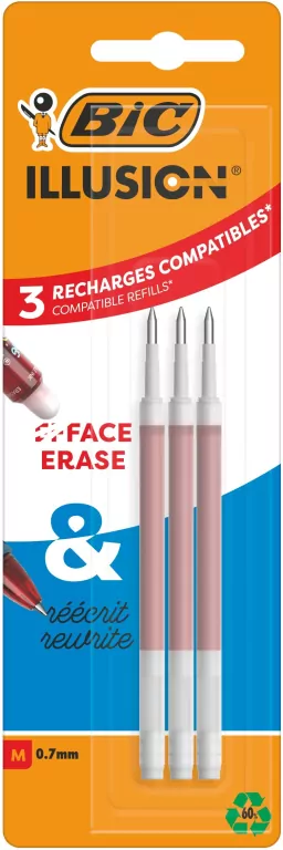 Wkład żelowy Illusion 0,7mm czerwony 3szt BIC - tantis.pl