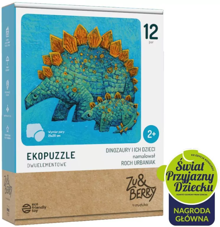 Ekopuzzle dwuelementowe Dinozaury i ich dzieci - tantis.pl