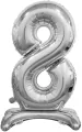 Balon foliowy 8, stojący, srebrny, 74 cm - tantis.pl
