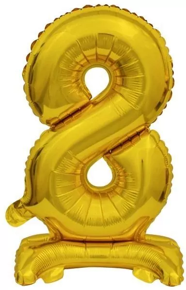 Balon foliowy mini cyfra 8 ze stopką złota 22x40cm - tantis.pl