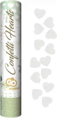 Konfetti pneumatyczne 30cm. Serduszka papierowe białe
