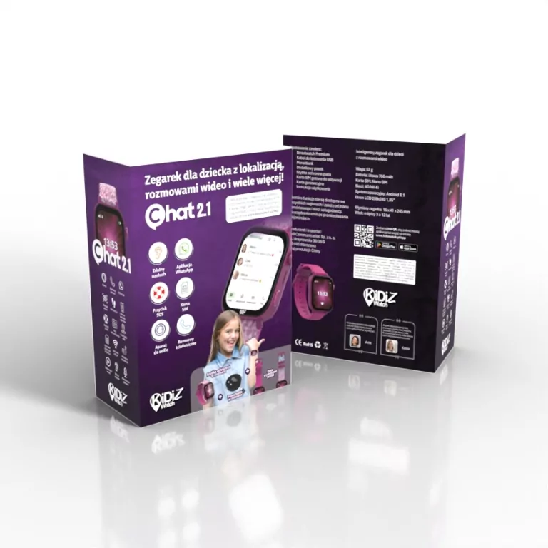 Smartwatch dla dziecka KiDiZ Chat różowy - tantis.pl