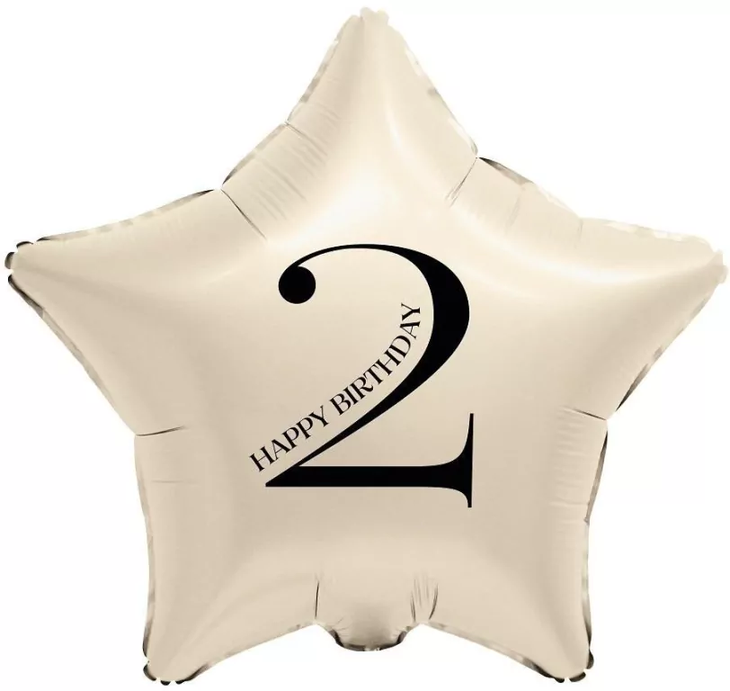 Balon foliowy Gwiazda kremowa cyfra 2 44cm - tantis.pl