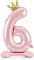 Stojący balon foliowy 6 jasny róż 84cm - tantis.pl