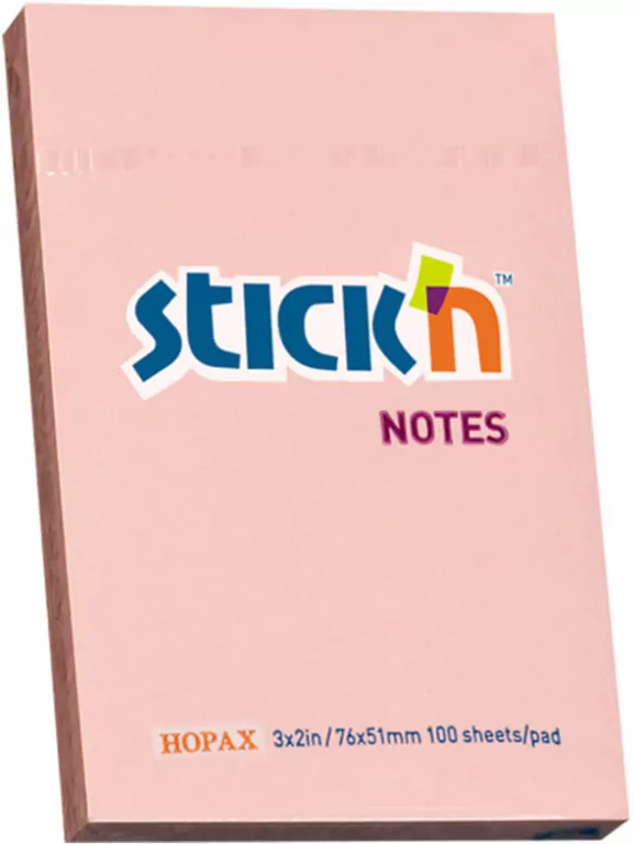 Notes samoprzylepny 76x51 mm różowy pastel 100 kartek - tantis.pl