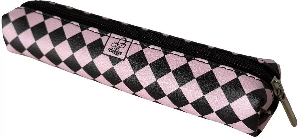 Piórnik mini prostkąt Krata pink - tantis.pl