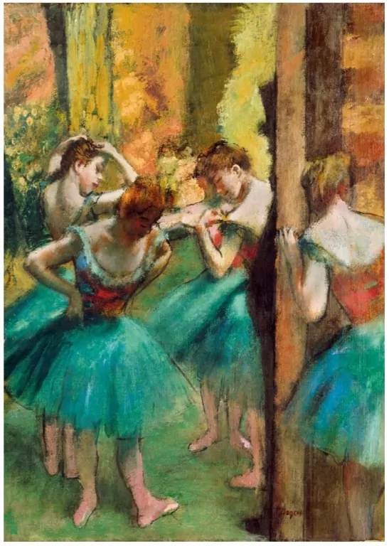 Puzzle 1000 Różowa i zielona tancerka, Degas - tantis.pl