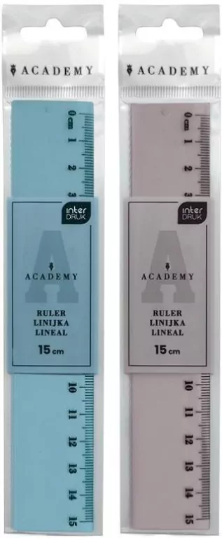 Linijka kolorowa 15cm Academy mix - tantis.pl