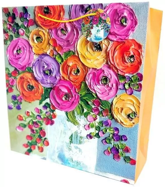 Torebka ozdobna matowa 35x37x12cm Pszczoły - tantis.pl