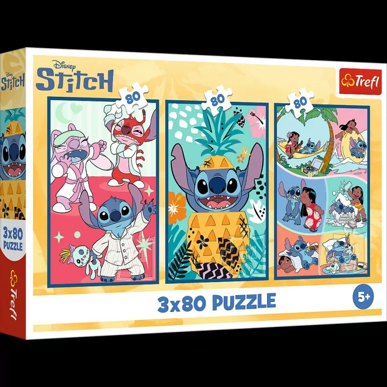 Puzzle 3x80 Świat Stitcha TREFL - tantis.pl